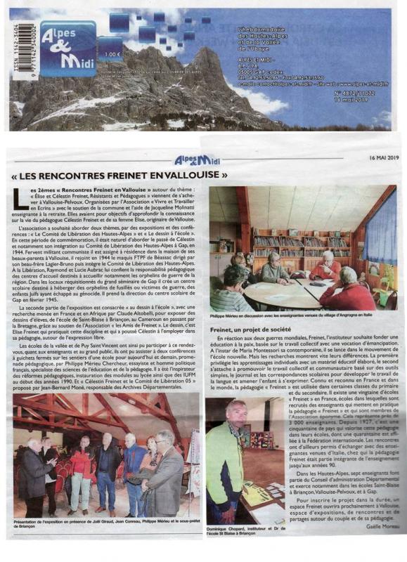 Compte-Rendu Journées Freinet journal Alpes et Midi 16 mai 2019