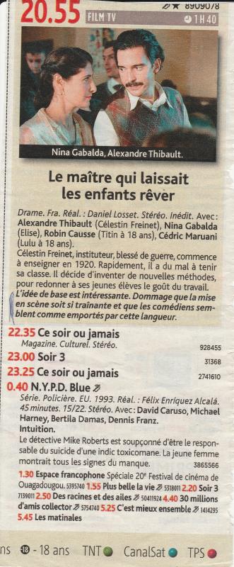 Le maître qui laissait les enfants rêver (annonce du téléfilm)
